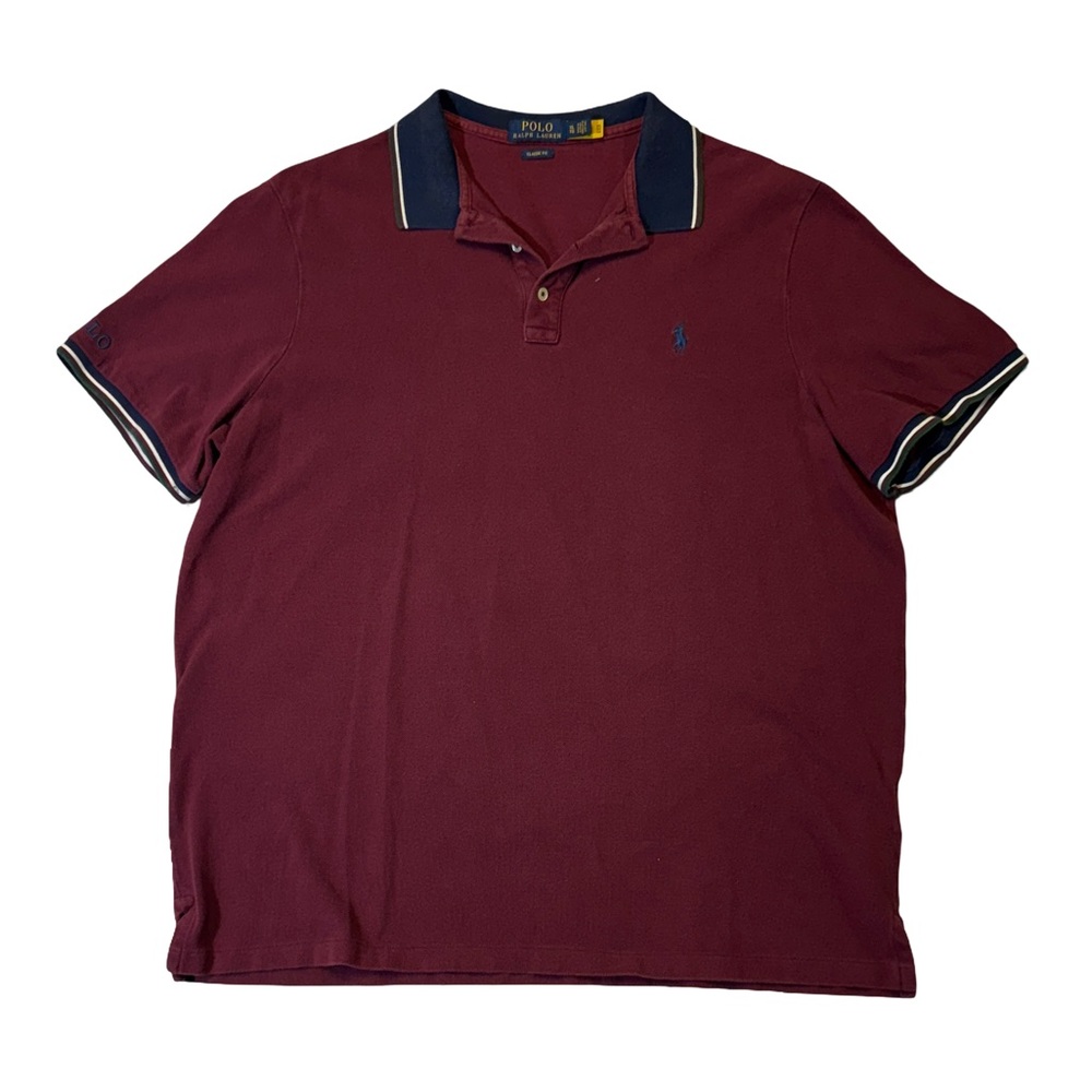 Polo Ralph Lauren mens XL classic fit burgundy mesh cotton polo shirt EUC